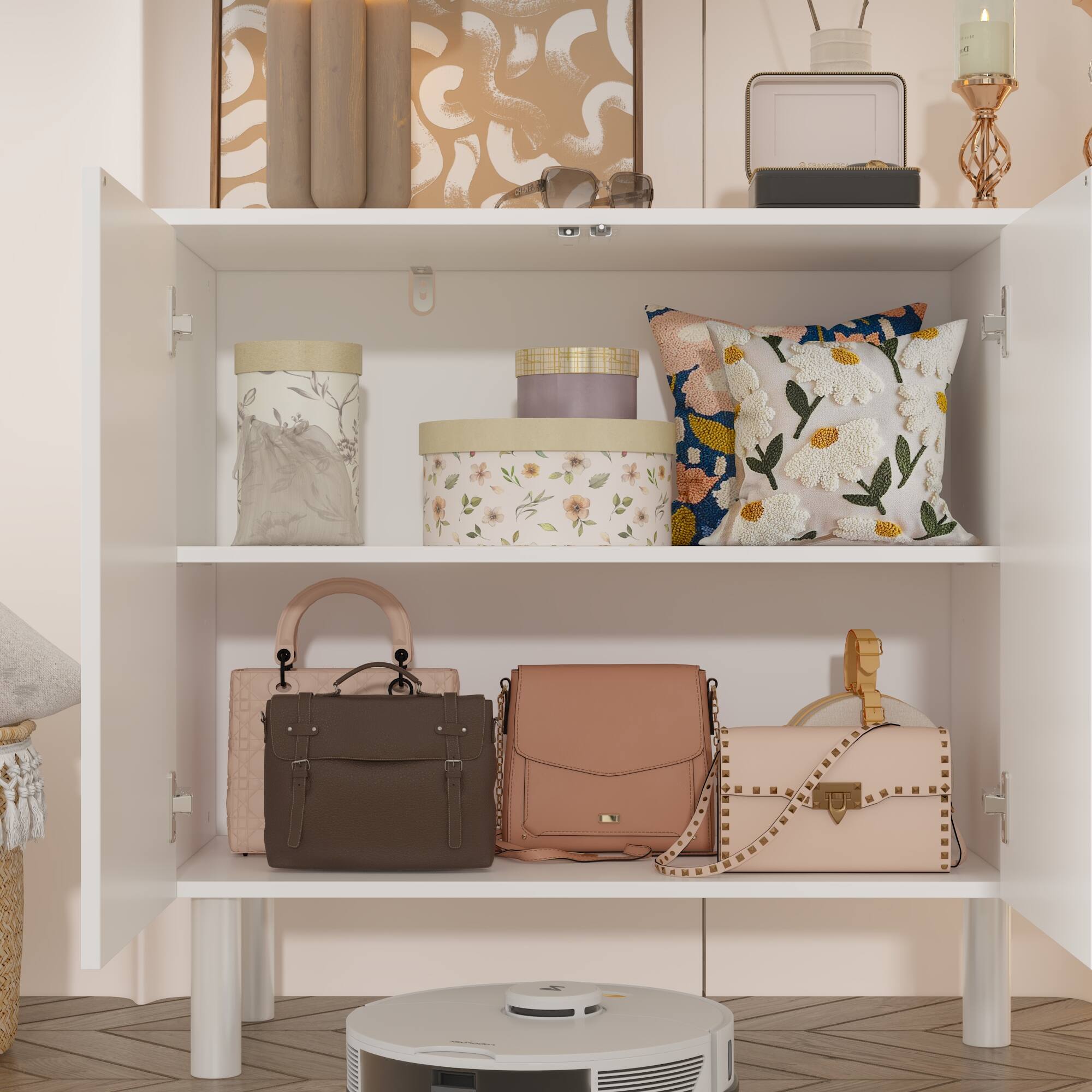 Alt View 9. FUFU & GAGA - FUFU&GAGA Versatile White Storage Cabinet - Multi - Scenario Elegance - White.