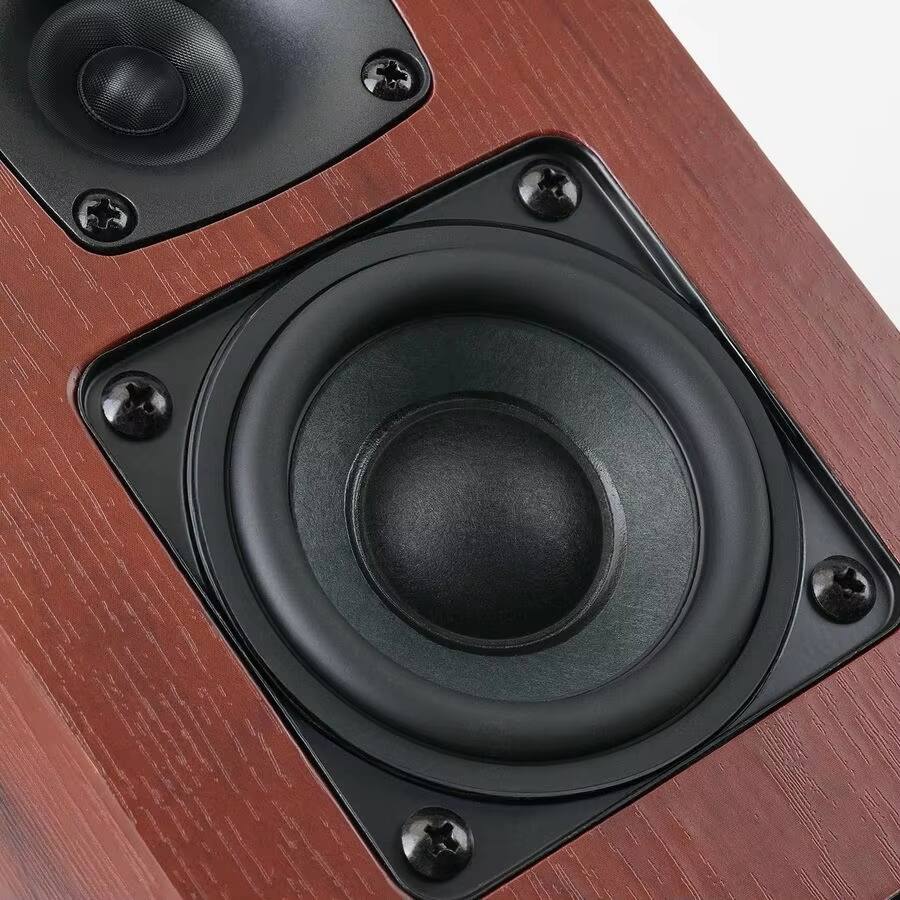 Left. Luckbyte - 40W Powered Bluetooth Bookshelf Speakers with Multiple Wired Inputs and Remote Control.