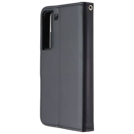 Front. Mybat - Mybat MyJacket Wallet Case for Samsung Galaxy S22 - Black Leather - Black.
