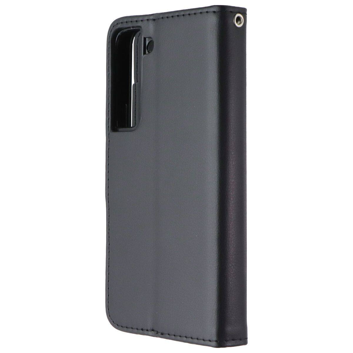 Front. Mybat - Mybat MyJacket Wallet Case for Samsung Galaxy S22 - Black Leather - Black.