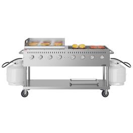 Koolmore - 60 in. 8-Burner Commercial Outdoor Propane Gas Grill with 30 in. Griddle in Stainless-Steel, ETL Listed (CGKIT6-G30) - Stainless Steel