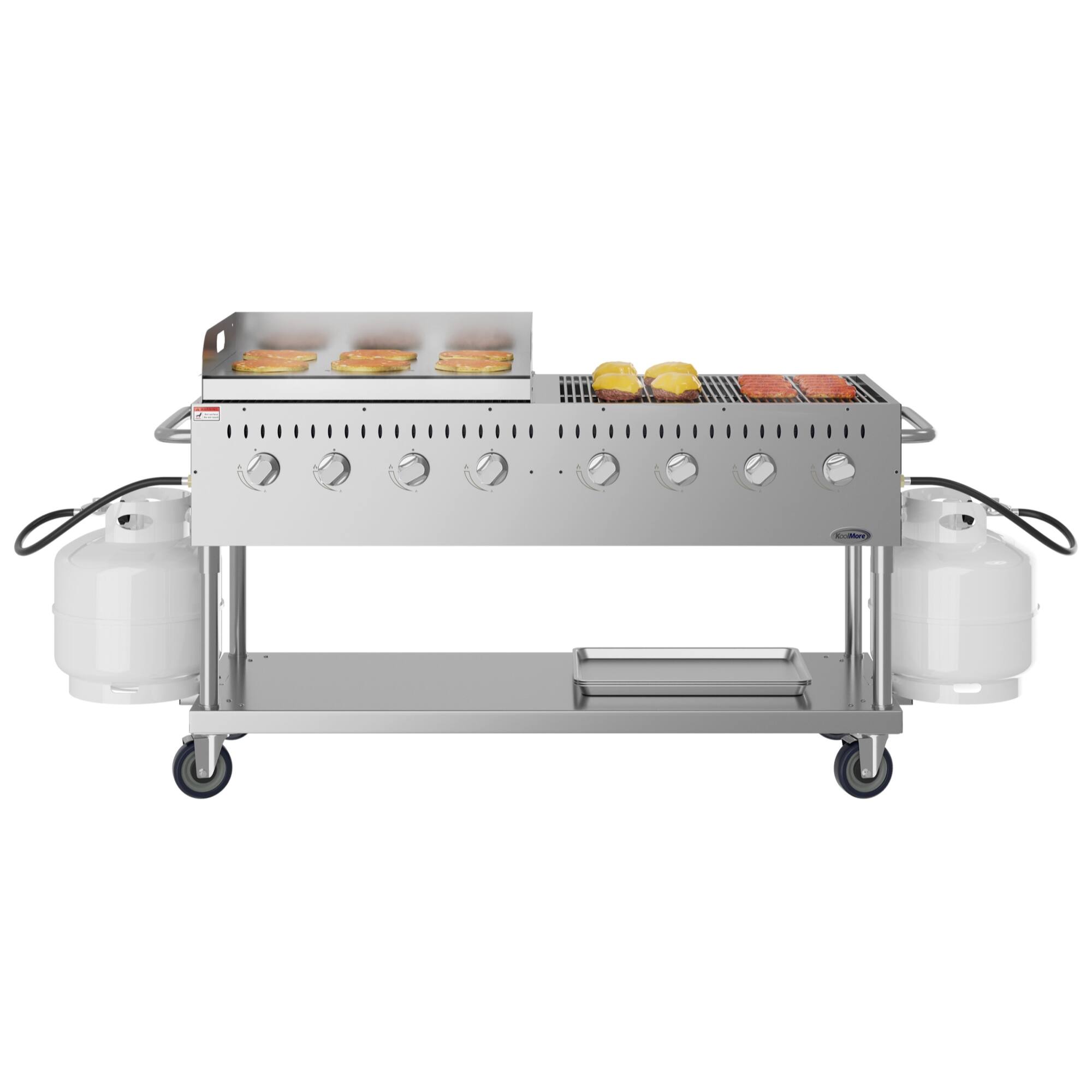 Front. Koolmore - 60 in. 8-Burner Commercial Outdoor Propane Gas Grill with 30 in. Griddle in Stainless-Steel, ETL Listed (CGKIT6-G30) - Stainless Steel.