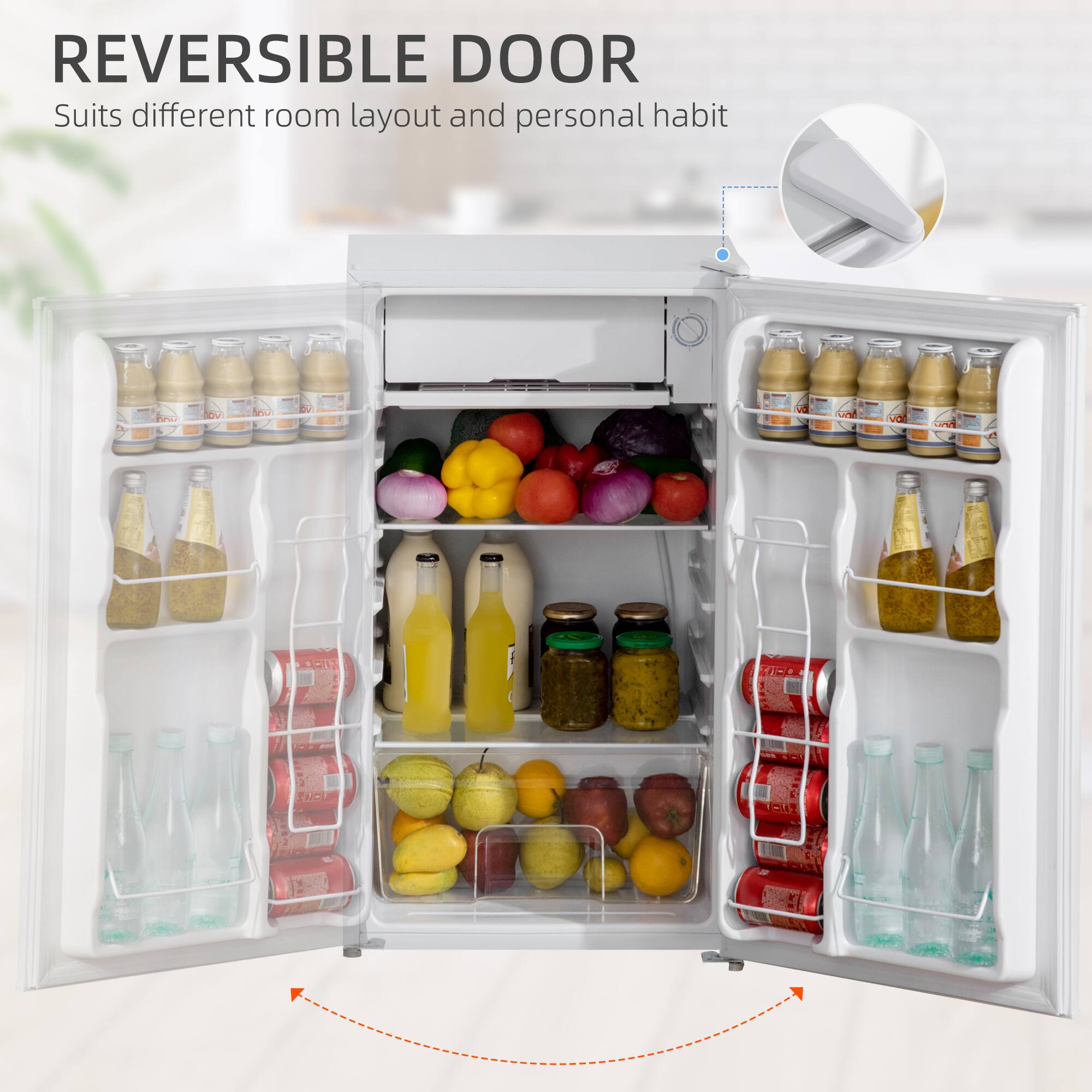 REVERSIBLE DOOR  
Suits different room layout and personal habit