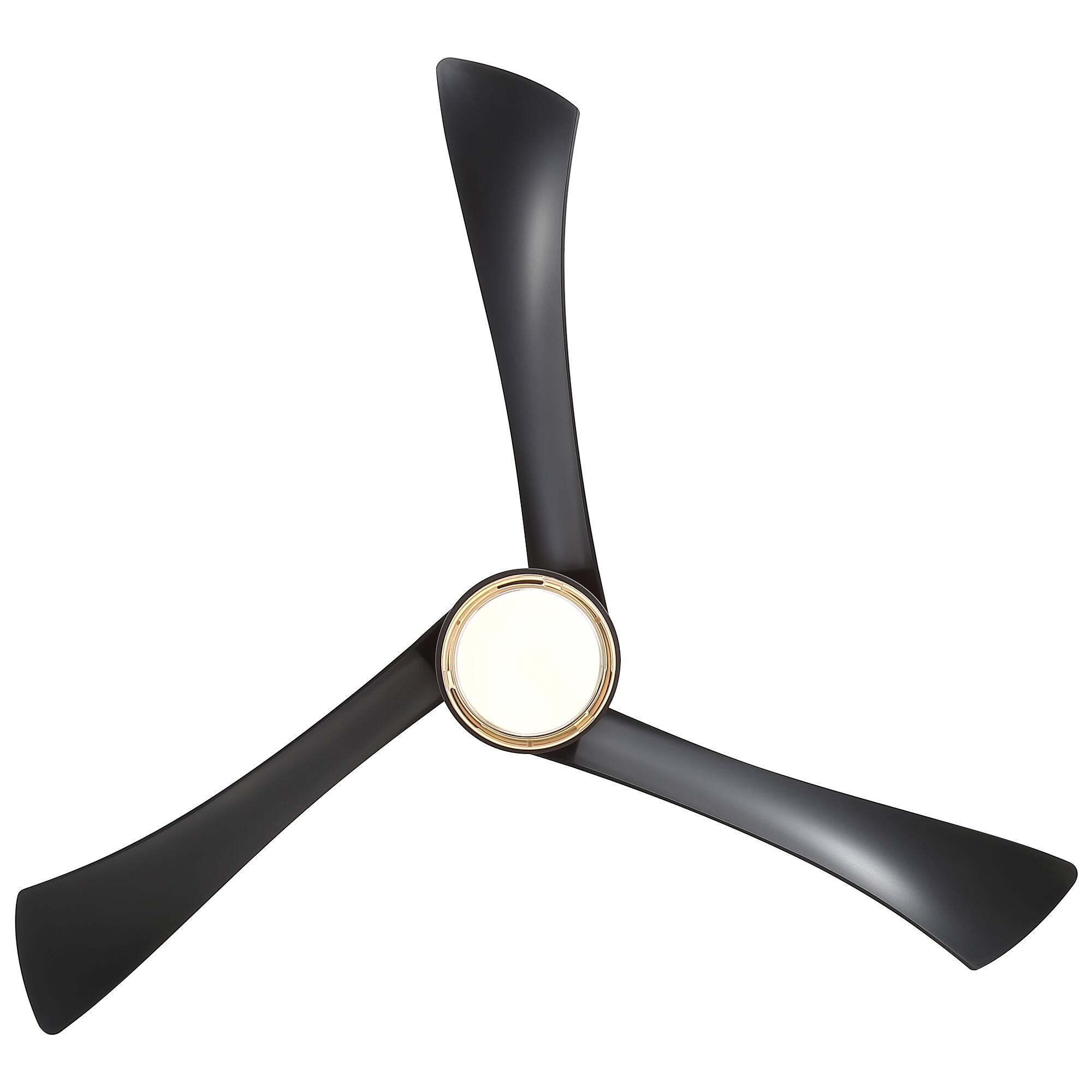 Alt View 10. Breezary - 54-Inch Modern LED Ceiling Fan with Remote, Dual-layer acrylic shade, 3 ABS Blades, 6-Speed DC Motor, Reversible & Timer - black.