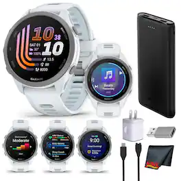 Garmin - Forerunner 170 Music GPS Running Smartwatch White/ Cloud Blue Kit - White/Cloud Blue - (2025)