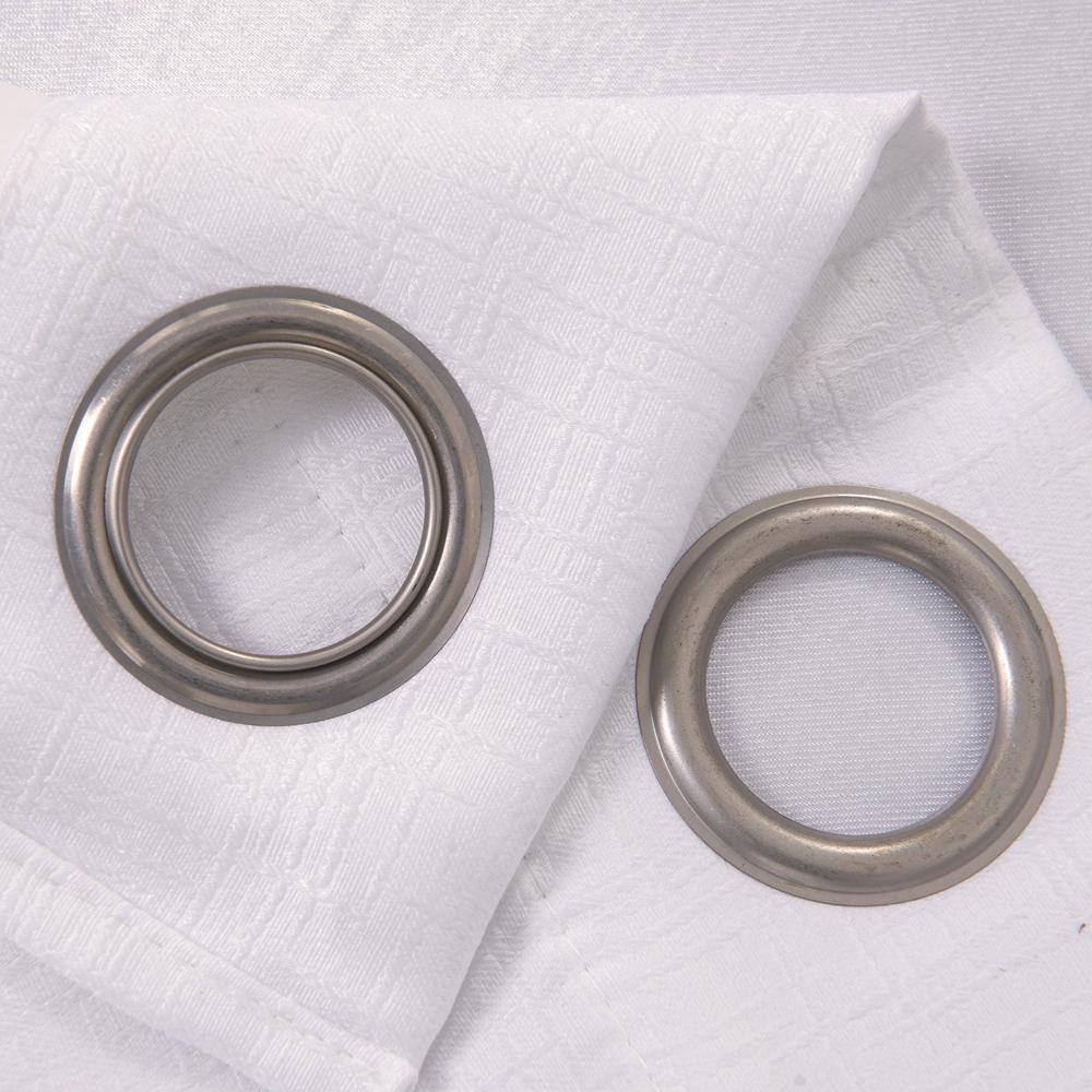 Left. Olivia Gray - Olivia Gray Lynx Matte Embossed Blackout Grommet Curtain Panel in White - white.