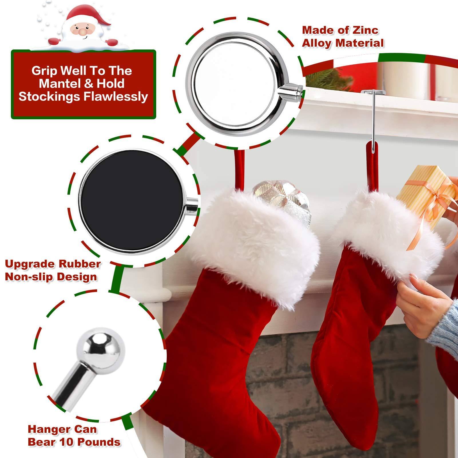- Made of Zinc Alloy Material
- Grip Well To The Mantel & Hold Stockings Flawlessly
- Upgrade Rubber Non-slip Design
- Hanger Can Bear 10 Pounds