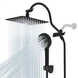 Paradigms Interiors - All Metal High Rainfall Shower Head handheld Showerhead Combo 12 Adjustable Curved Extension Arm 10 spray 7 - Oil Rubbed Bronze-Square 10''