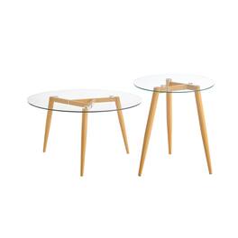 Danya B - Van Beuren Coffee and Side Table Set - Beech - Beech, Clear
