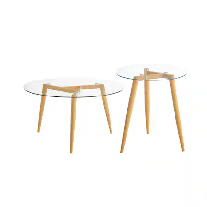 Front. Danya B - Van Beuren Coffee and Side Table Set - Beech - Beech, Clear.