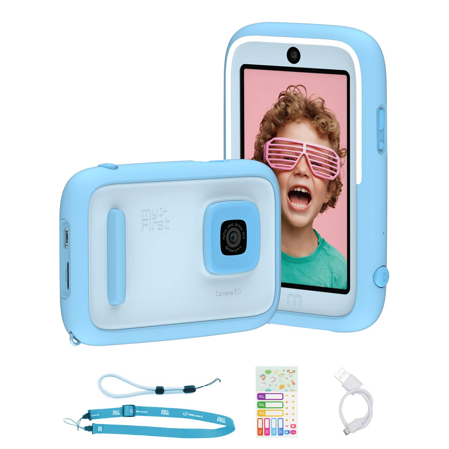 myFirst - Camera 50 New AI Editor Camera for Kids, 20MP Photos 1080P Video, Gifts for Boys Ages 4-15 - Blue