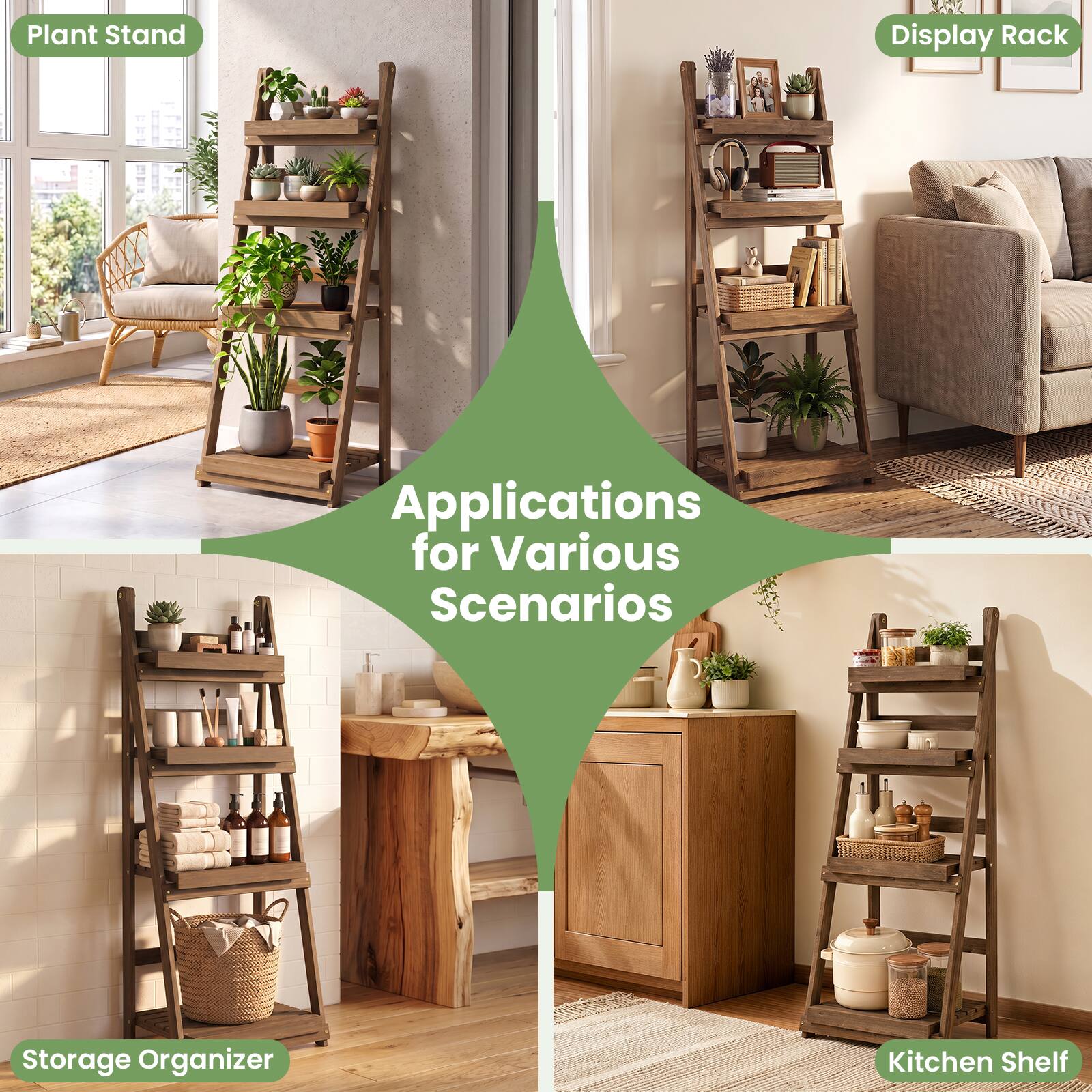 Plant Stand  
Display Rack  
Applications for Various Scenarios  
Storage Organizer  
Kitchen Shelf