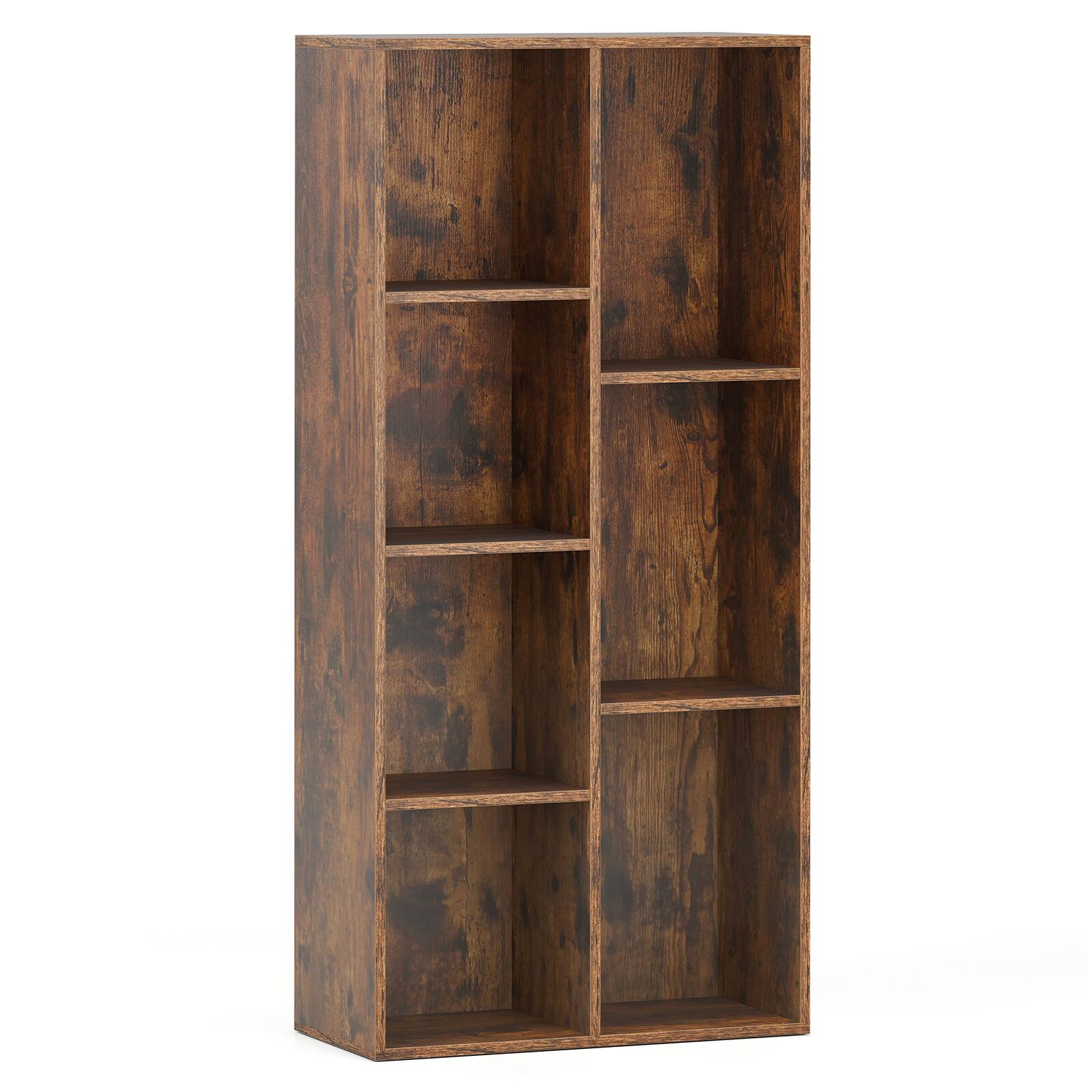 Alt View 9. Gymax - Gymax 7-Cube Bookcase Vertical or Horizontal Freestanding Bookshelf w/7 Compartments - Brown.