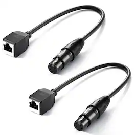 Neewer - 2-Pack 5-Pin XLR Female to RJ45 Female Adapter Cable, 1ft, for TL60/TL90C/TL120C RGB Tube Lights, NC007 - Black