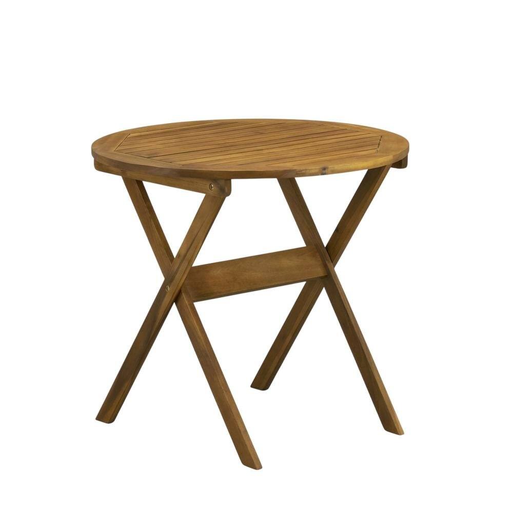 Left. Outdoor Escape - 3-Piece Outdoor Bistro Set with Oil Finish, Foldable Table and 2 Camping Chairs - Natural Oil.