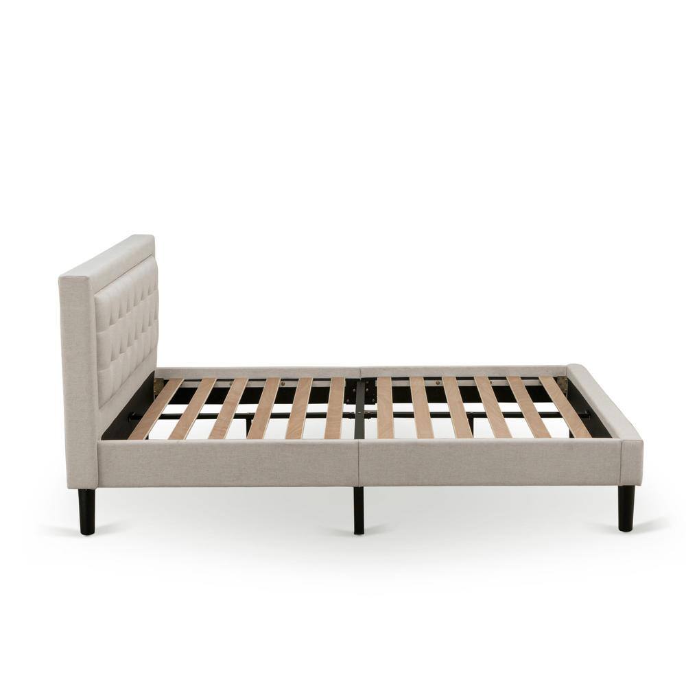 Alt View 3. East West Furniture - FN08Q-1DE07 2-Piece Platform Bedroom Furniture Set with 1 Modern Bed and a Mid Century Nightstand - Mist Beige Linen - Mist Beige.