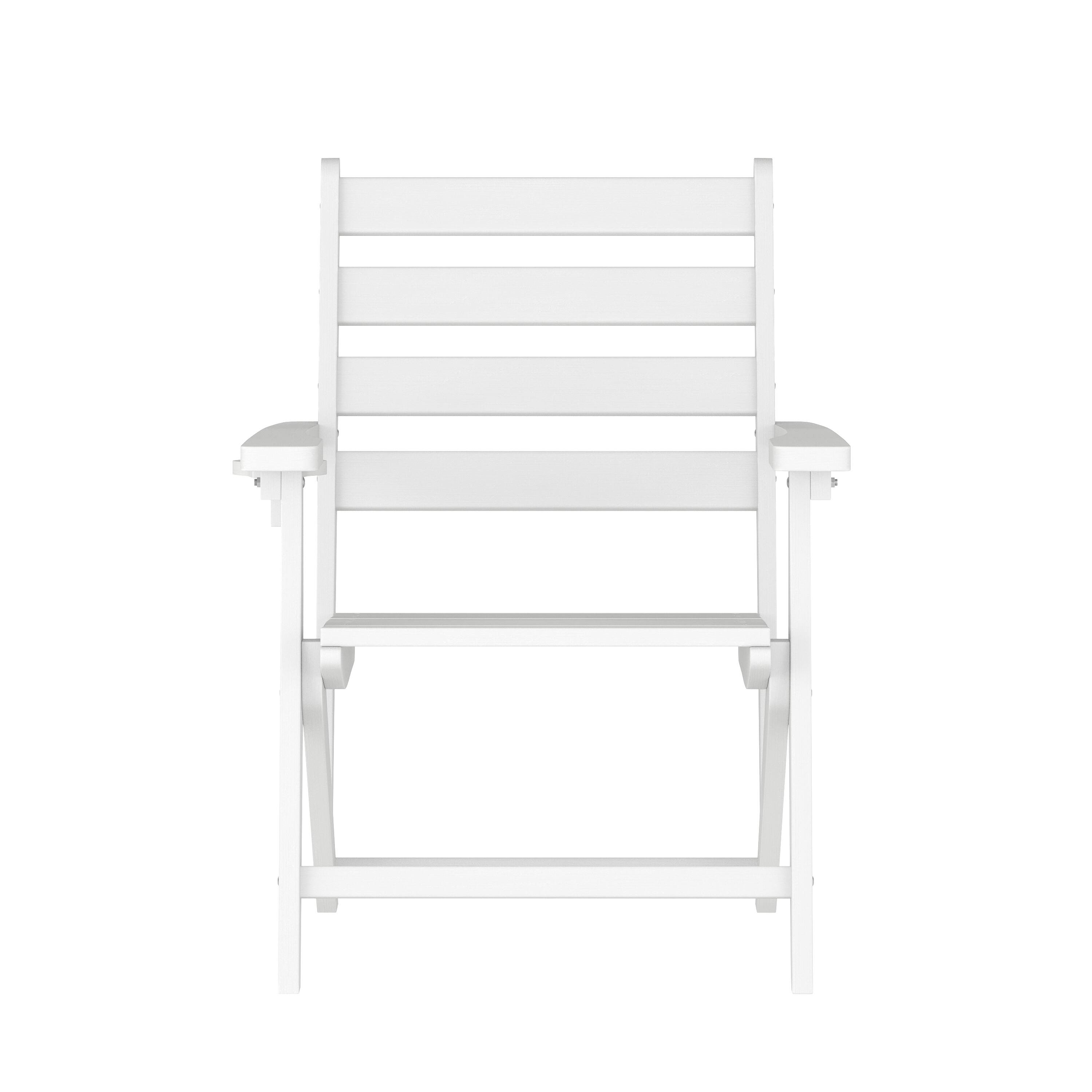 Alt View 8. Emma + Oliver - Arcata Adirondack Dining Chair with Fold Out Cup Holder, Weather Resistant Recycled HDPE Adirondack Chair - White.