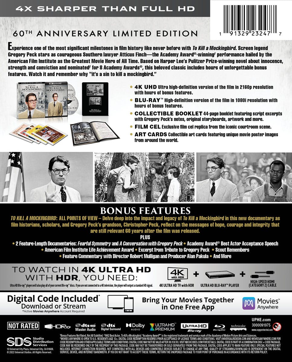 Back. To Kill a Mockingbird (60th Anniversary Edition)   - 4K Blu-Ray.