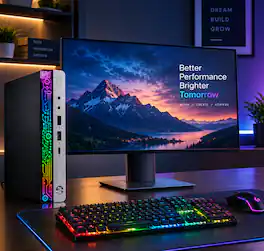HP - Refurbished Excellent - RGB PC G4 mini Desktop Computer PC | Intel i5-8th | 8GB RAM | 256GB SSD + 22" LED | RGB KB & M | Wi-Fi | Win11 - Black