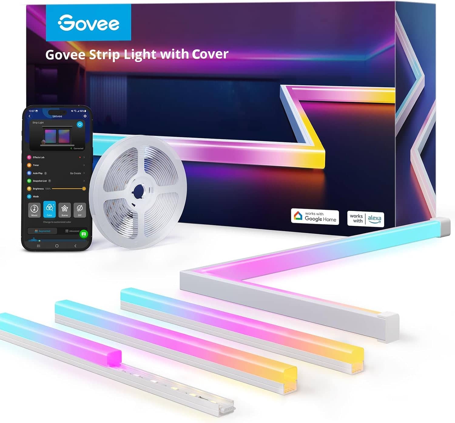 Govee Strip Light with cover　テープライト Amazon.com: Govee RGBIC LED Strip Lights 32.8ft with Covers