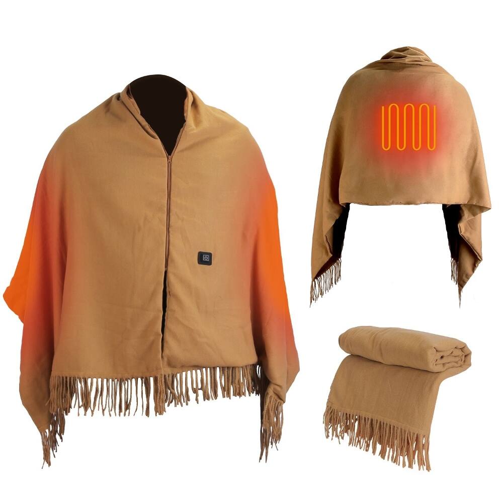 Alt View 9. Loheer - Loheer USB Heated Shawl Wearable Heating Blanket 77x24 Inch Heated Throw with 3 Heating Levels Camel - Camel.