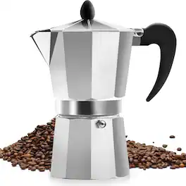Zulay Kitchen - Moka Pot Espresso Stovetop Coffee Maker (3 Espresso Cups) - Silver
