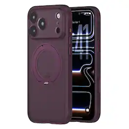 Dteck - Rugged Case For iPhone 18 Pro Max Shockproor Frosted Translucent Ring Stand Cover Compatible with Magsafe Accessories - Winered