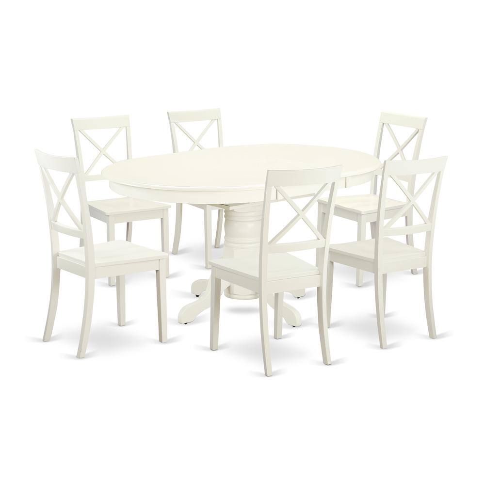 Back. East West Furniture - Dining Room Set Linen White - Brown.