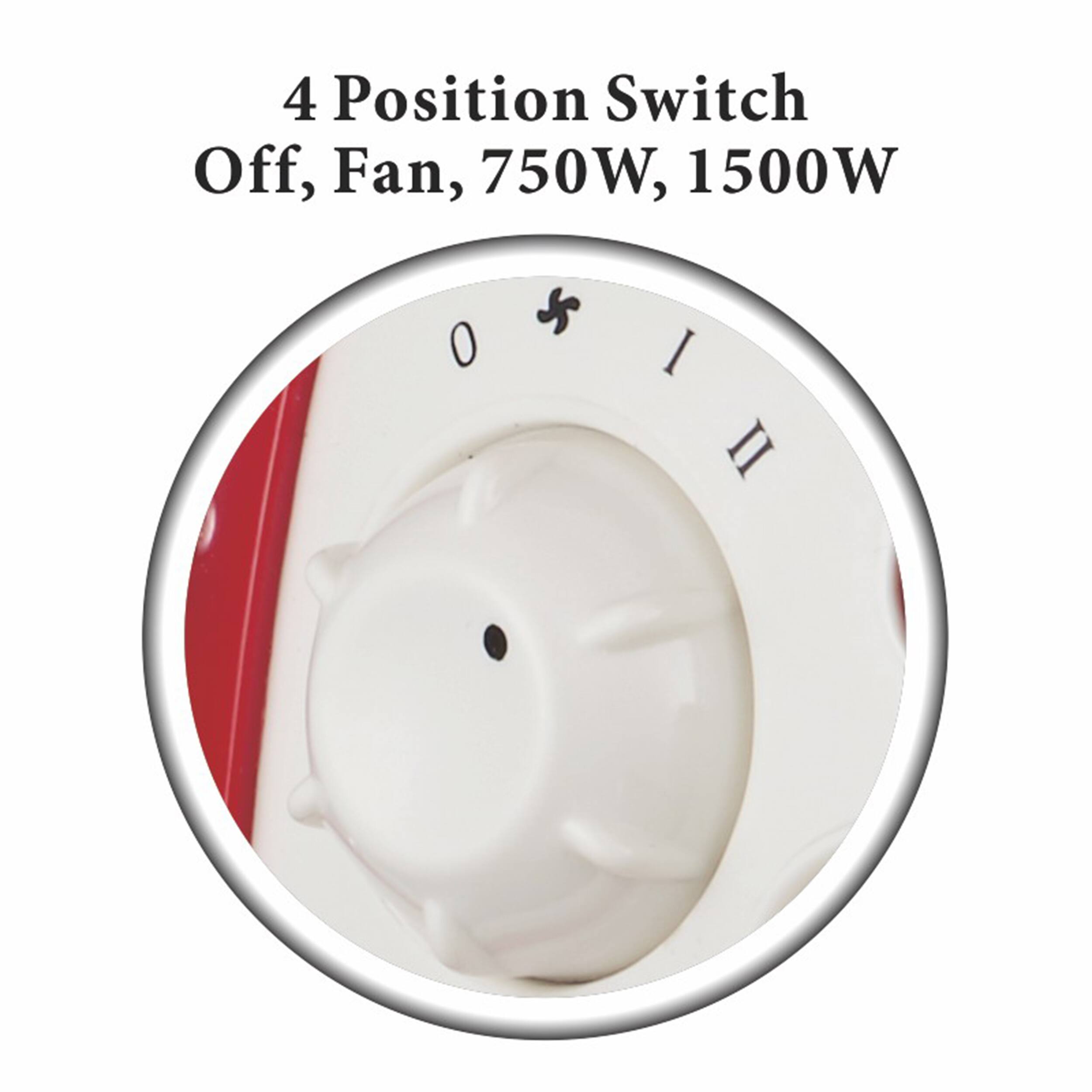 4 Position Switch Off, Fan, 750W, 1500W

0 S I II