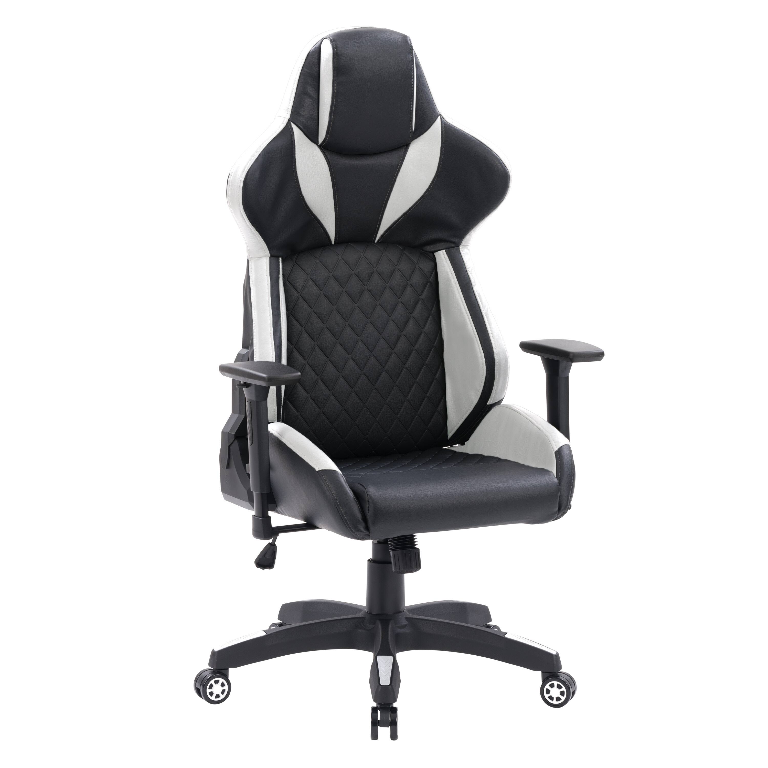 Angle. CorLiving - Nightshade Gaming Chair - Black and White.