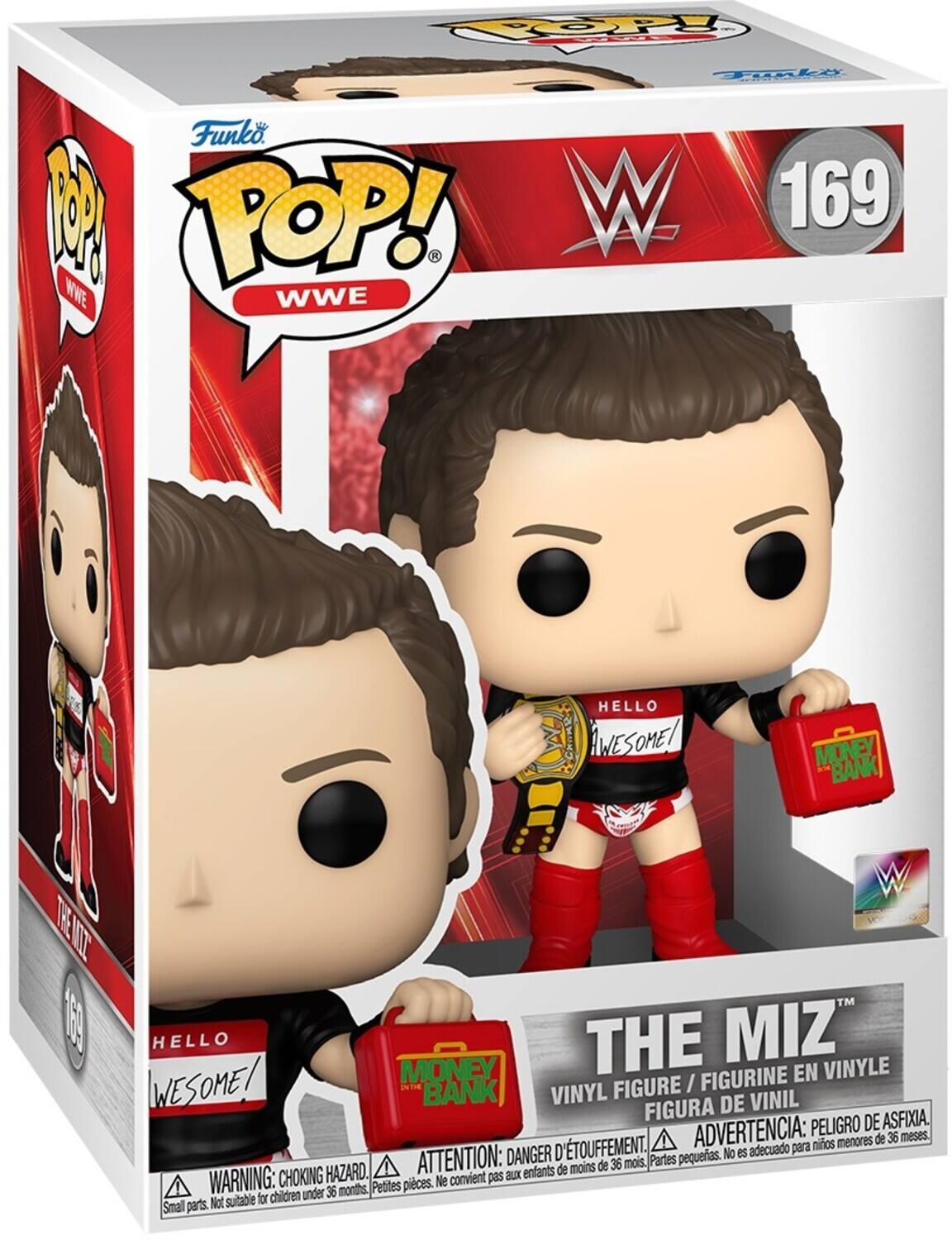 COP Fodla Funko. A POP! W 169 WWE WWE HELLO WESOME! MONEY BANK W E IT TM 68 HELLO THE MIZ MONEY FIGURINE EN VINYLE WESOME! BANK VINYL FIGURE FIGURA I DE VINIL PELIGRO DE ASFIXIA D'TOUFFEMENT. ADVERTENCIA: para nios menores de 36 meses. DANGER pequeas. No es adecuado HAZARD. ATTENTION: BUXx enfants de moins de 36 mois, Partes WARNING: CHOKING Petites pices. Ne convient pas children under 36 months. Not suitable for Smal parts.