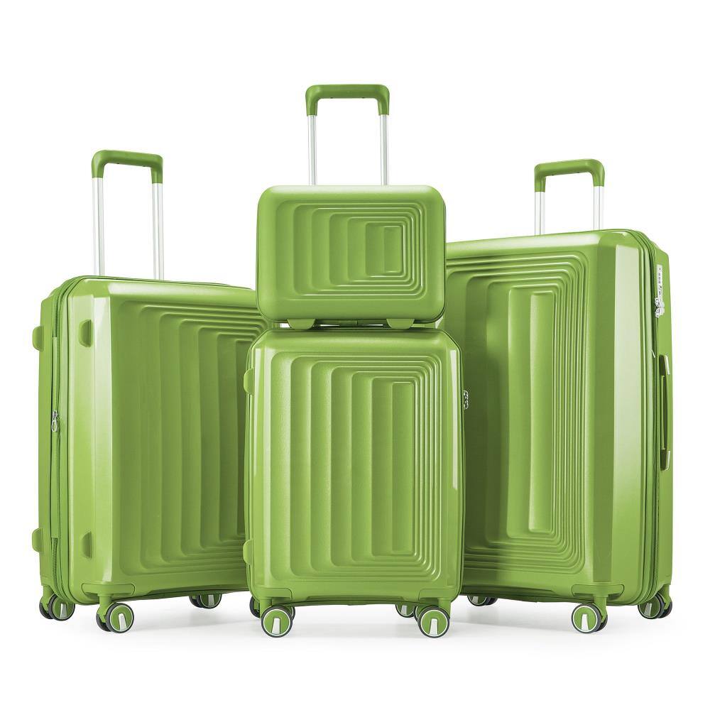 Front. BreeBe - 4-Piece Luggage Set 14/20/24/28 Hard Shell Lightweight TSA Lock Expandable Suitcases with Spinner Wheels for Men & Women - Olive Green.