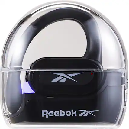 Front. Reebok - OPENCLEAR Open Wearable Black Earphones - Black.