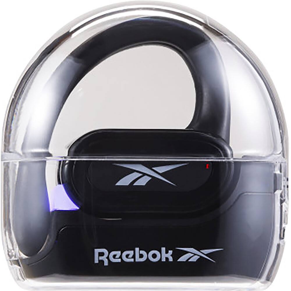 Front. Reebok - OPENCLEAR Open Wearable Black Earphones - Black.