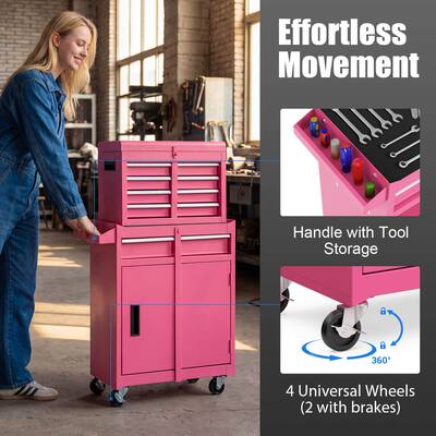 Costway 2 in 1 Tool Chest & Cabinet with Sliding Drawers Rolling Costway 2 in 1 Tool Chest & Cabinet with Sliding Drawers Rolling