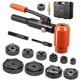 VEVOR - Knockout Punch Set, 15 Ton Hydraulic Knockout Set, 1/2" to 4" KO Tool Kit Hole Making Tool, KO Tools Kit W/10 Dies - Orange + Black