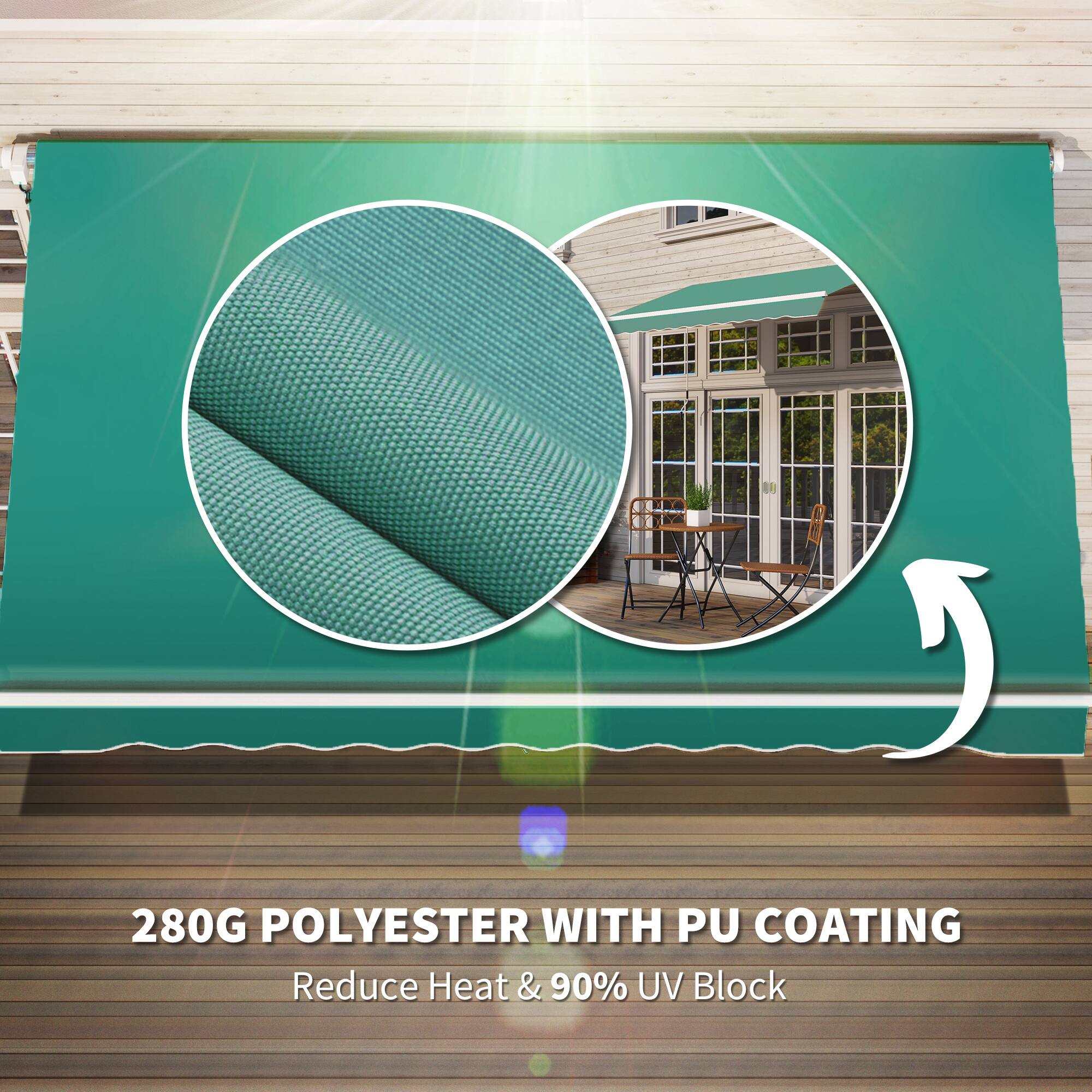 280G POLYESTER WITH PU COATING
Reduce Heat & 90% UV Block