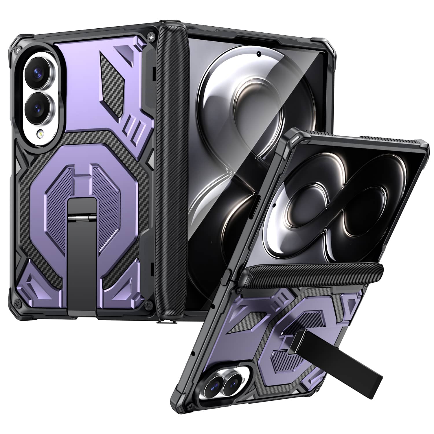 Dteck - Heavy Duty Rugged Magnetic Case For Samsung Galaxy Z Fold8, Foldable Kickstand Shockproof Hinge Protection Cover - Purple price history on PriceWatchPro