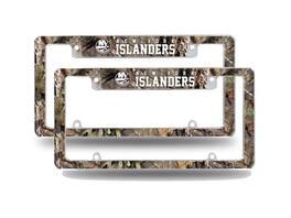 Rico Industries - New York Islanders Chrome Metal (Set of 2) License Plate Frames with Mossy Oak Camouflaged Camo Design - Multi