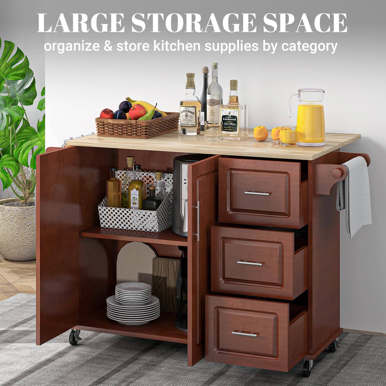 LARGE STORAGE SPACE  
organize & store kitchen supplies by category