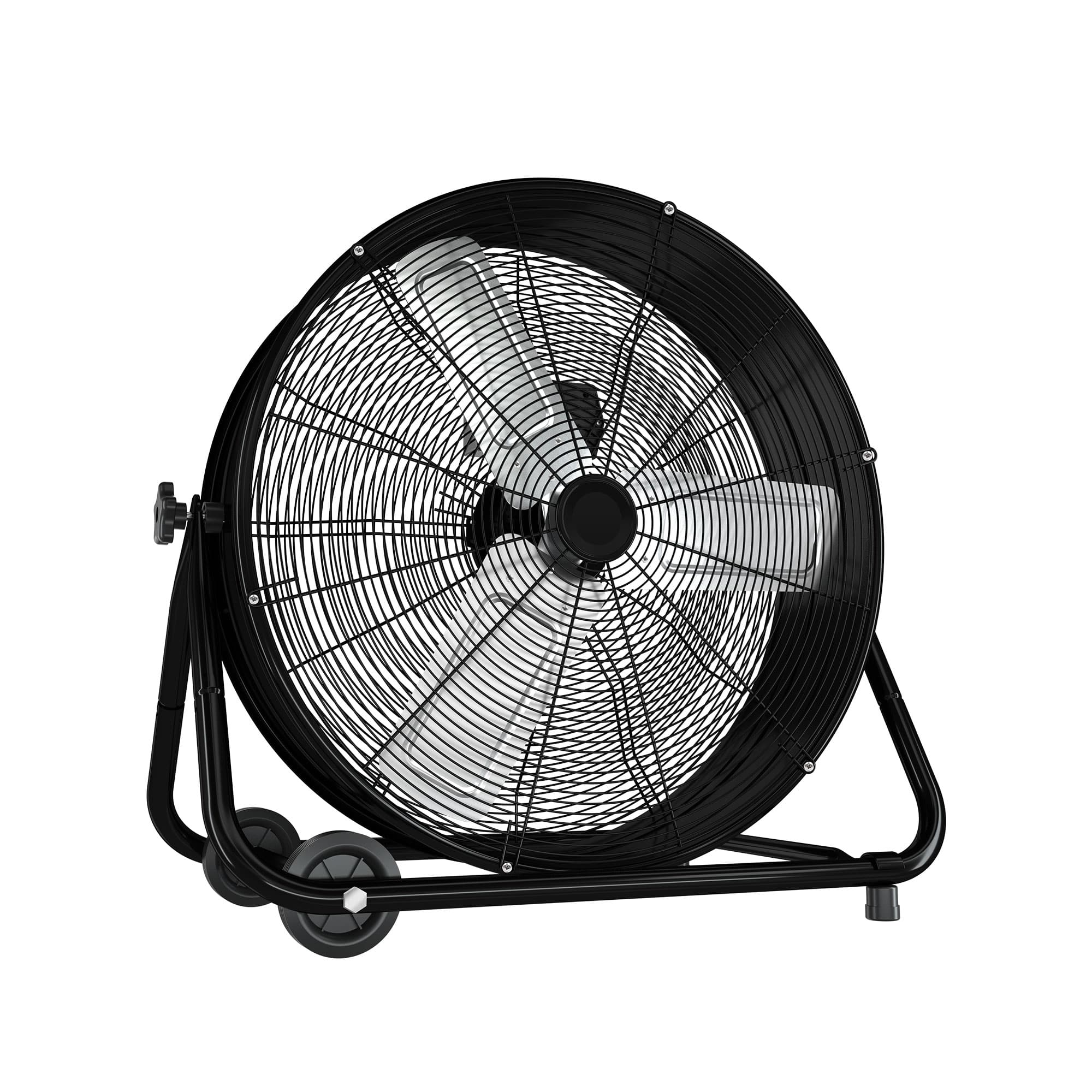 Chery Life - 24 in. Black High Velocity Industrial Drum Fan 360° Tilt with Casters Handle ETL Standard for Patios