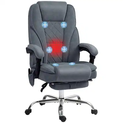 Front. Vinsetto - Office Chair, Heated Reclining Computer Chair with Adjustable Height and Footrest - Charcoal Gray.