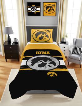 Sweet Home Collection - NCAA Iowa Hawkeyes Comforter & Sham Set- Twin/Twin XL - Multicolored