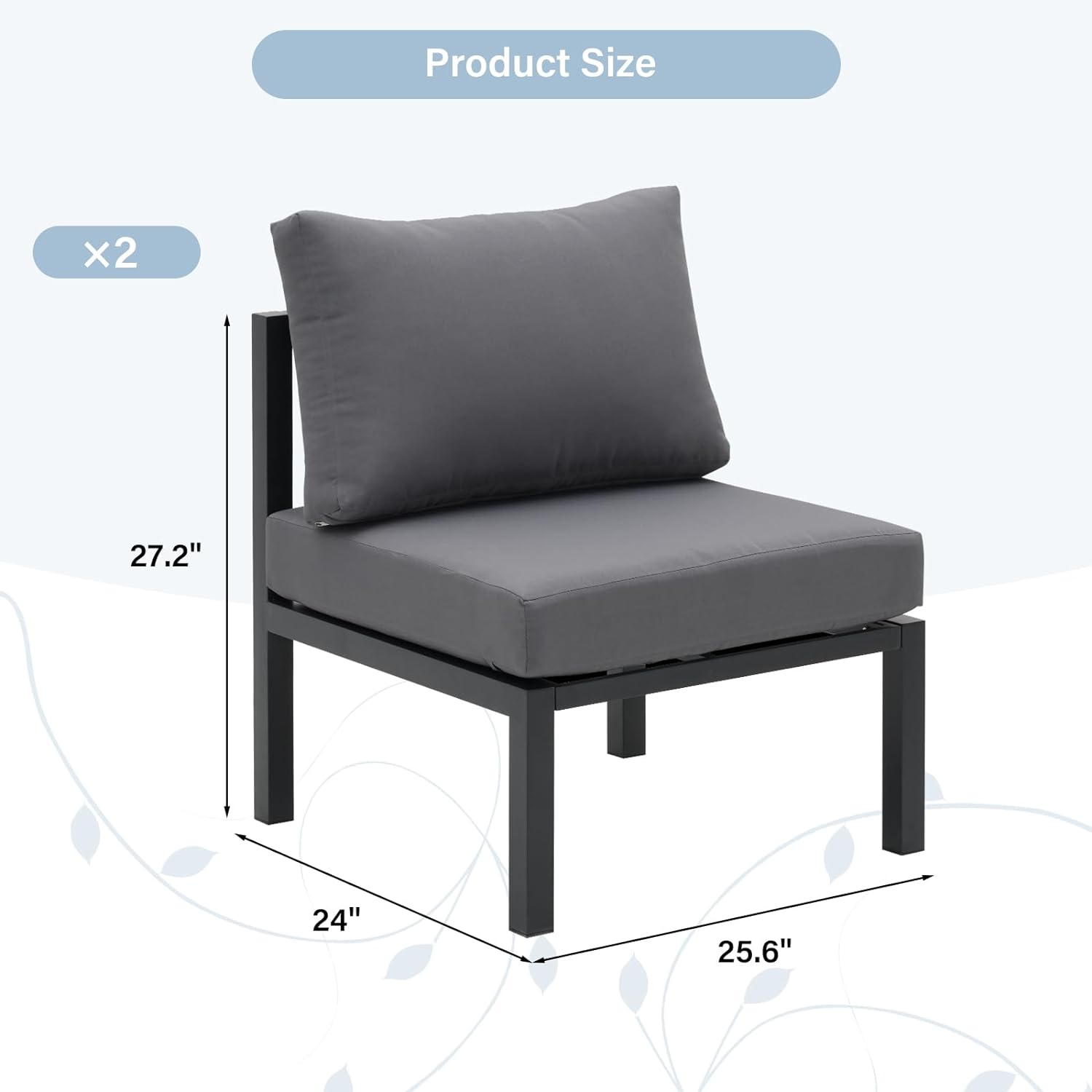 Product Size: x2 27.2" 24" 25.6"