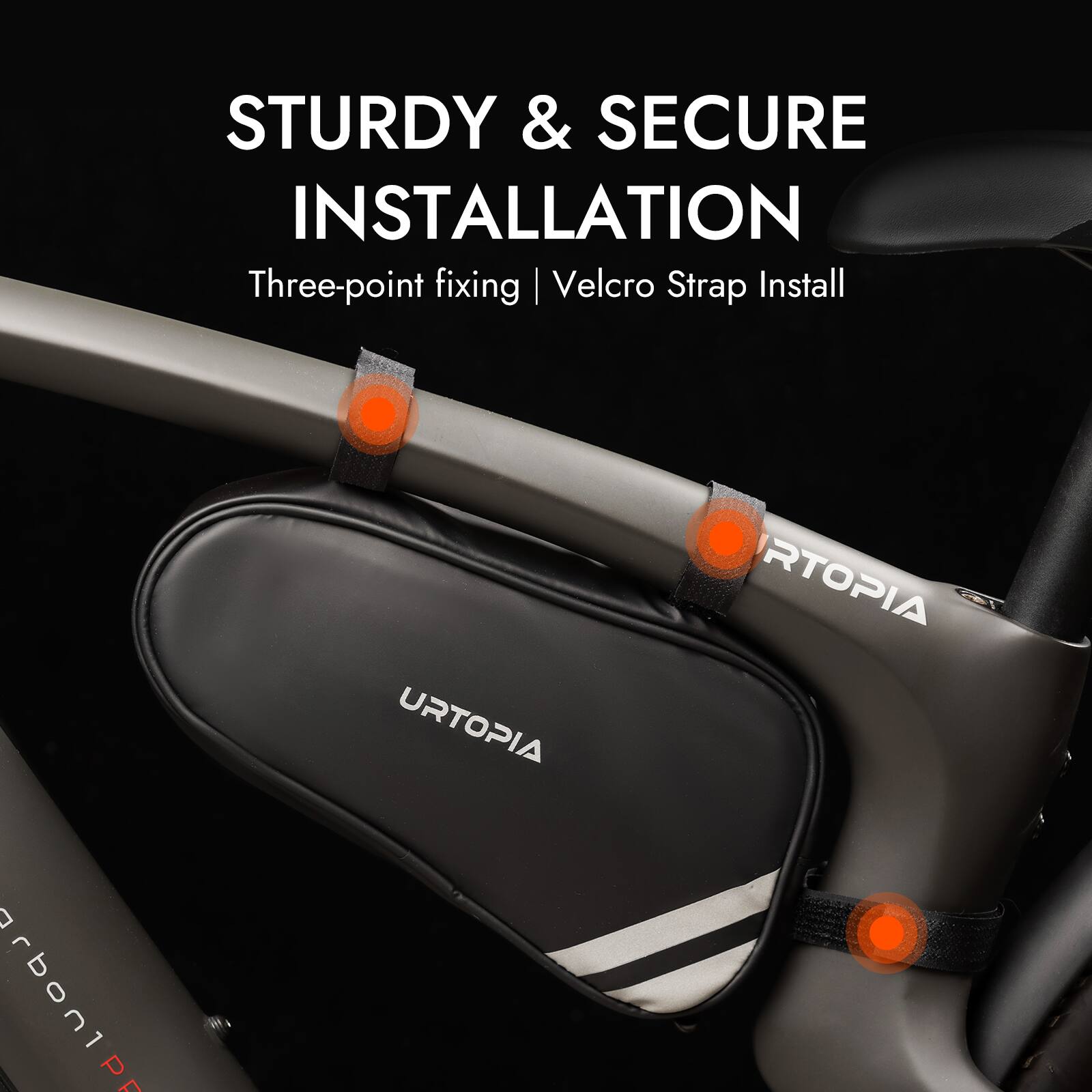 STURDY & SECURE INSTALLATION  
Three-point fixing | Velcro Strap Install