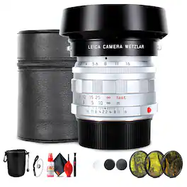 Bundle - Leica - Summilux-M 50mm f/1.4 Lens (2025) | Silver M-Mount Portrait Prime - - Black