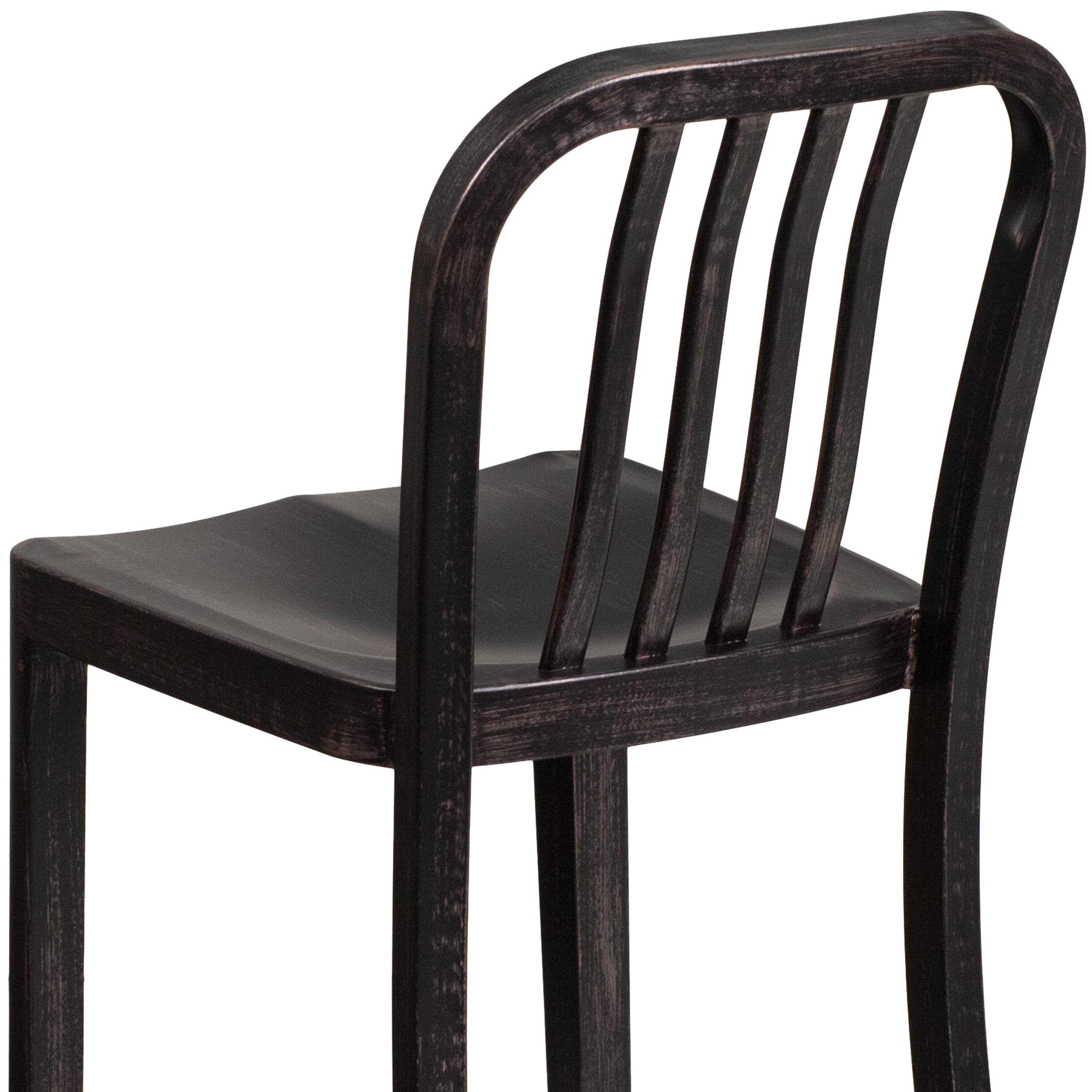 Alt View 9. Emma + Oliver - Commercial Grade 24"H Colorful Metal Indoor-Outdoor Vertical Slat Counter Stool - Black-Antique Gold.