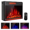 Front. Gymax - Gymax 28'' Electric Fireplace Recessed 900/1350W Fireplace Heater w/ Remote Control - Black.