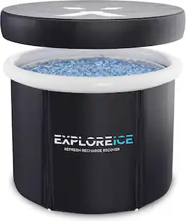 Explore Ice - Extra Large Cold Ice Bath Tub for Athletes, Premium Cold Plunge Tub for Outdoor - White/Black