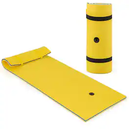 Costway - 3-Layer Tear-proof Water Mat Floating Pad Island Water Sports Relaxing - Yellow+Blue